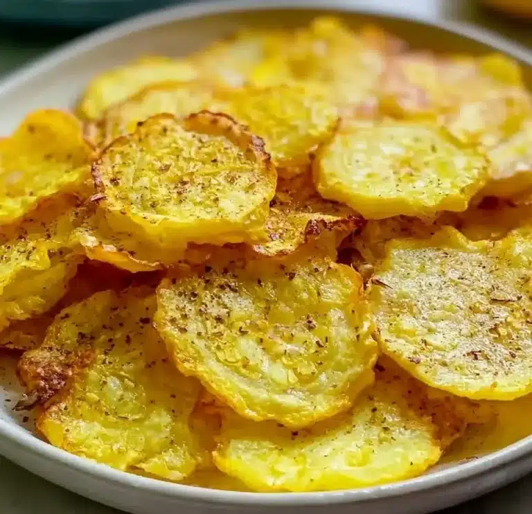 A bowl of crunchy homemade squash chips garnished with herbs.