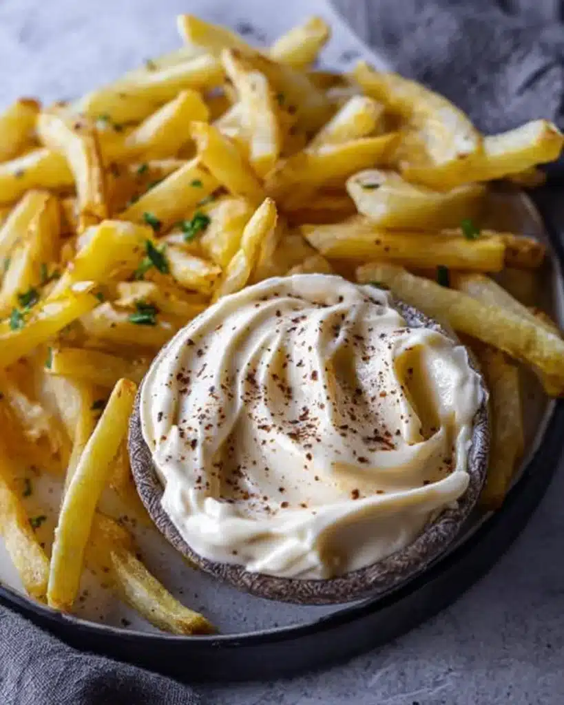 Truffle mayo jar with a spoon showcasing its creamy texture and rich flavor
