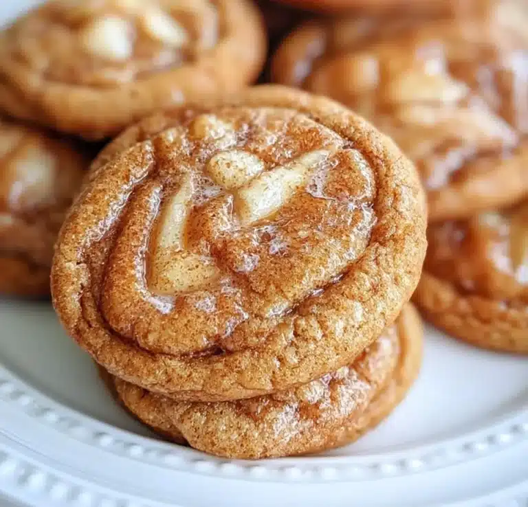 Plate of freshly baked apple cider cookies with a sprinkle of cinnamon.