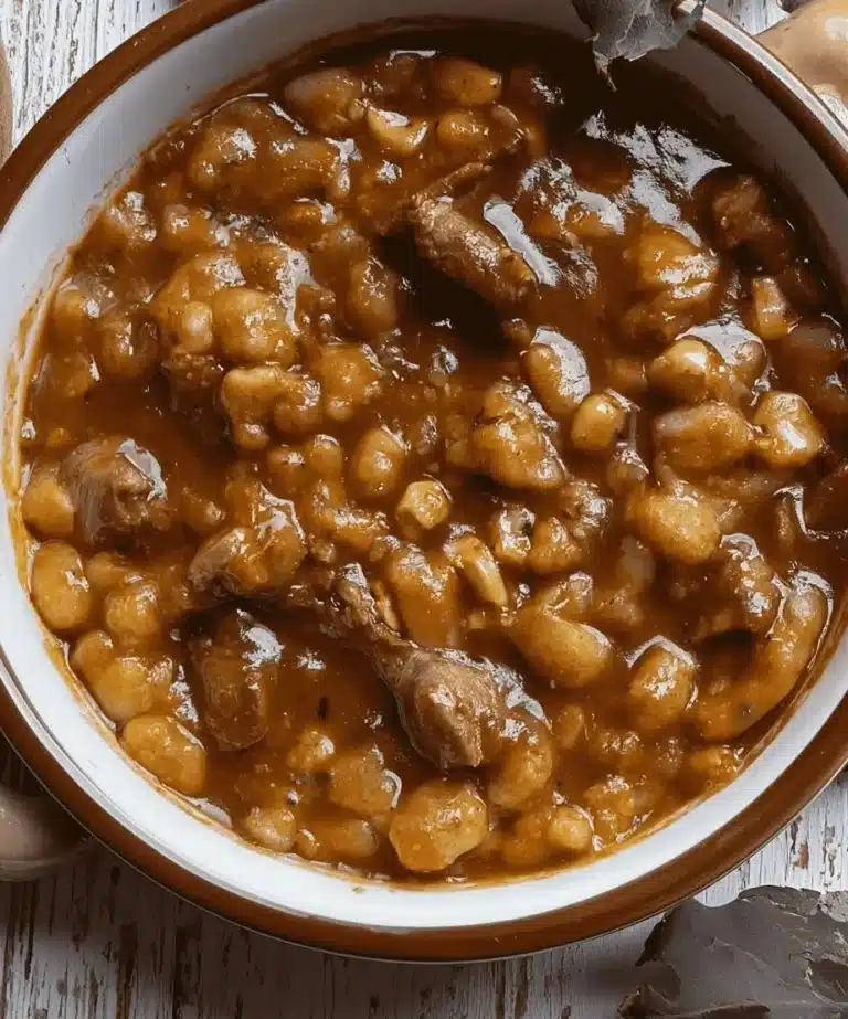 Delicious bowl of Argentine locro, a traditional stew made with diverse ingredients.