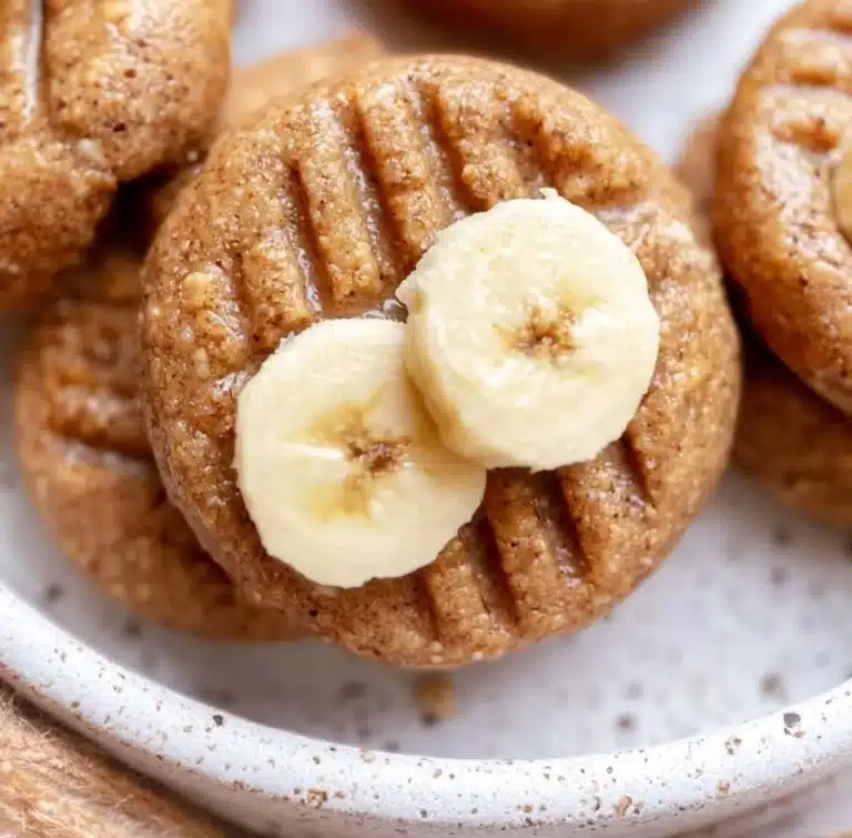 Delicious homemade banana peanut butter cookies on a baking tray