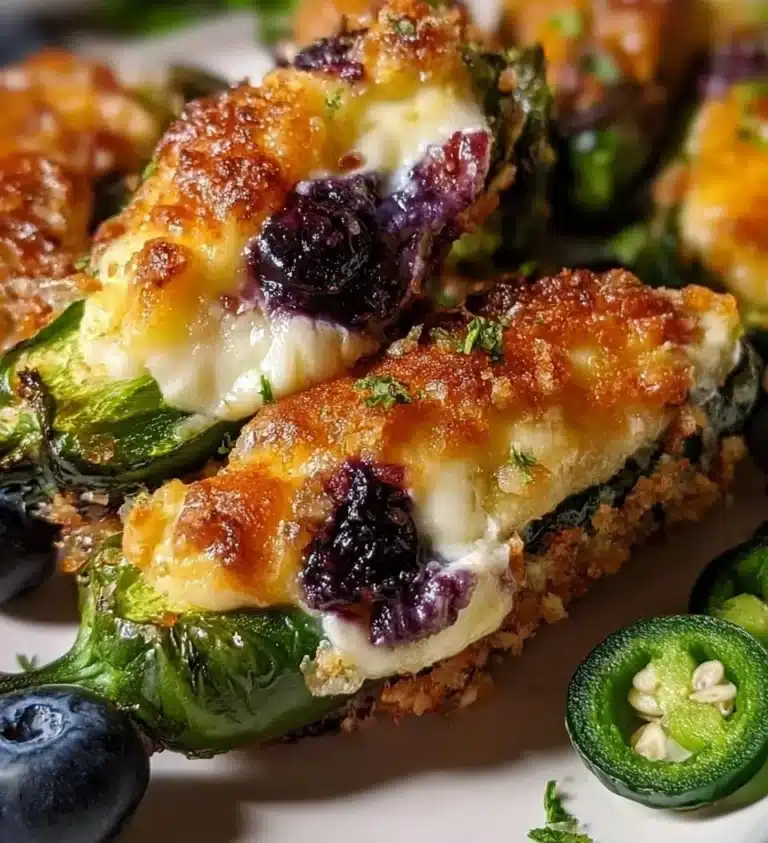 Blueberry Brie Poppers with jalapeños served on a platter