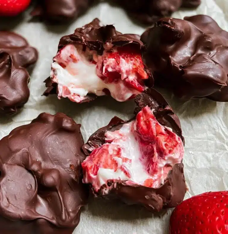 Chocolate covered strawberry yogurt clusters for a tasty treat