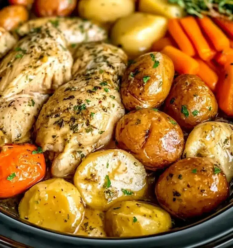 Garlic Herb Chicken served with colorful veggies for a healthy meal