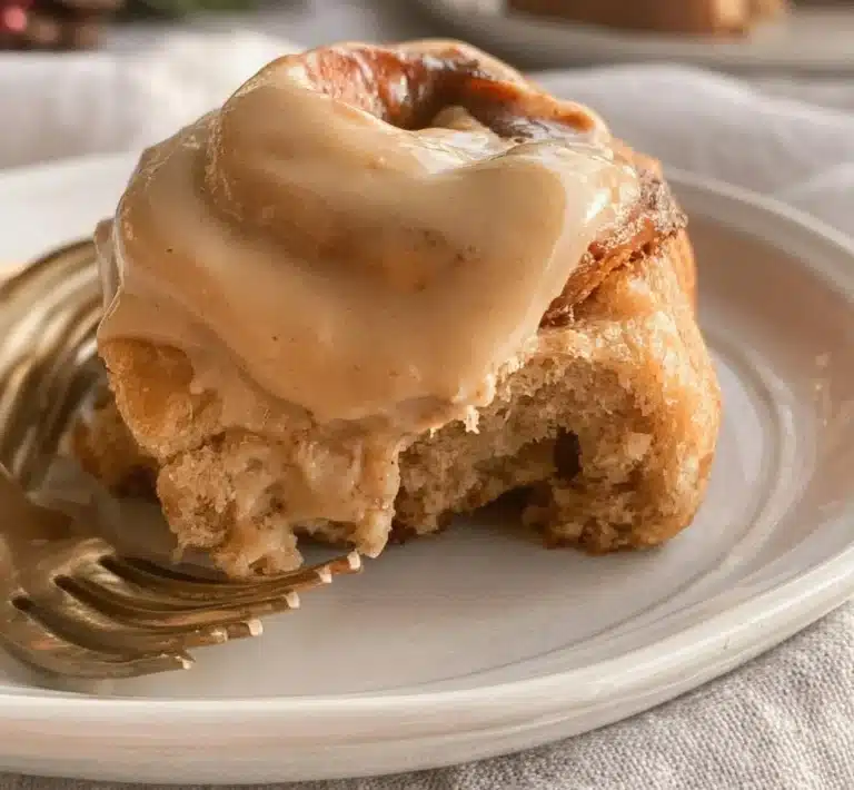 Delicious gingerbread cinnamon rolls topped with cream cheese frosting
