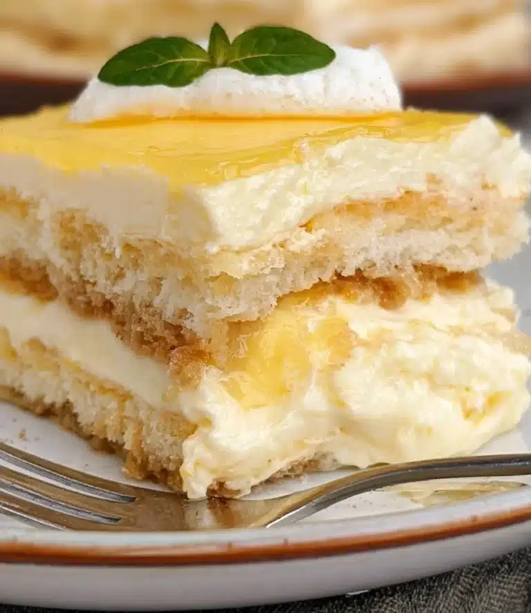 Delicious limoncello tiramisu dessert with layers of creamy mascarpone