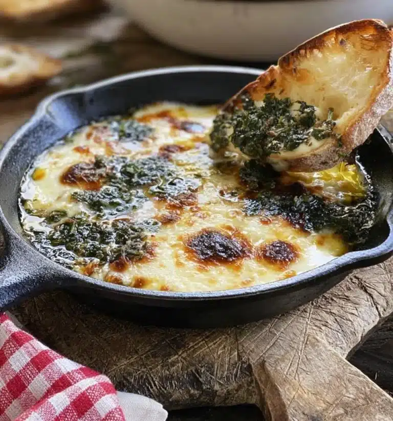 Melted Provoleta cheese topped with herbs, served hot and bubbly.