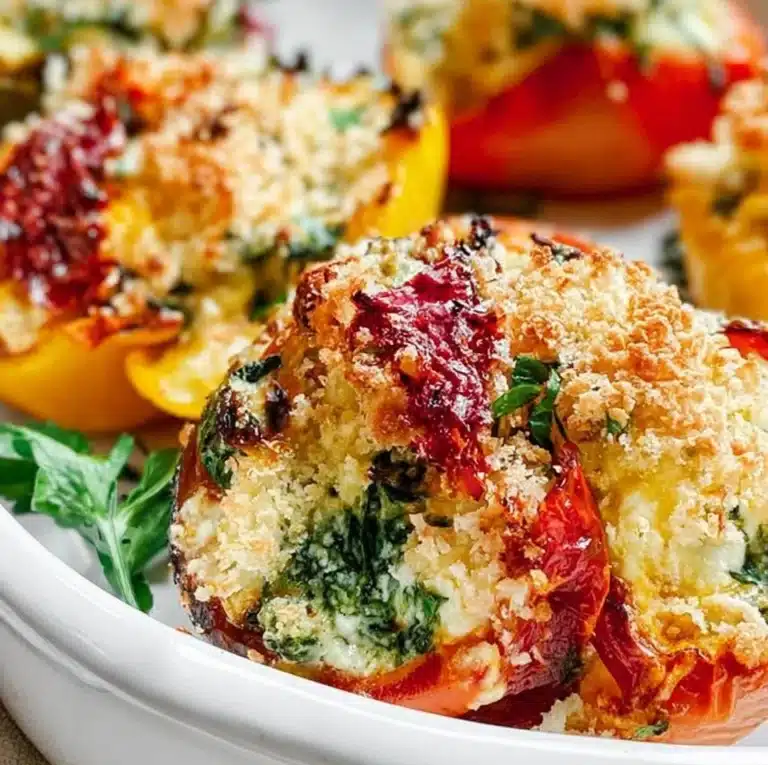 Stuffed ricotta peppers on a plate ready to serve as a delicious appetizer.