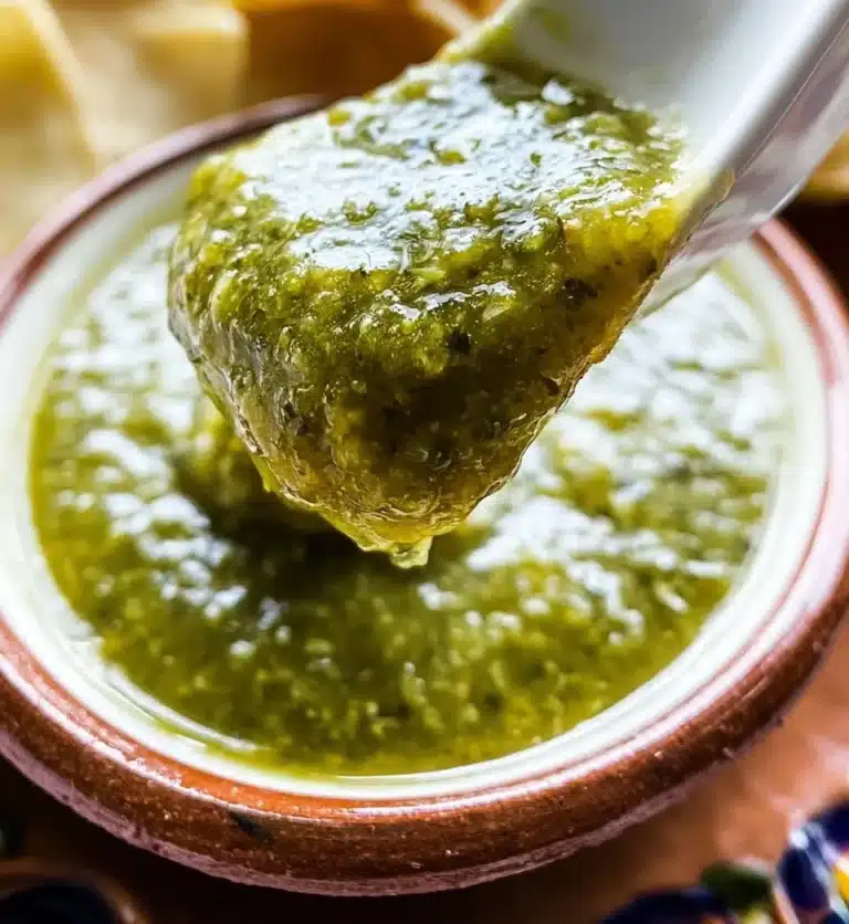 Fresh Salsa Verde made with tomatillos and cilantro