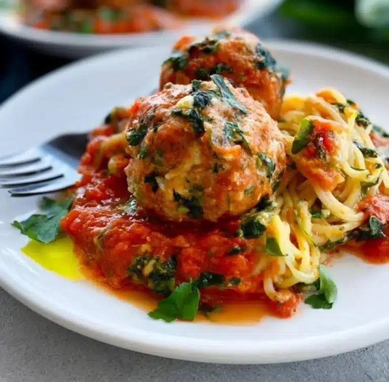 Spinach feta turkey meatballs served with a side of vegetables