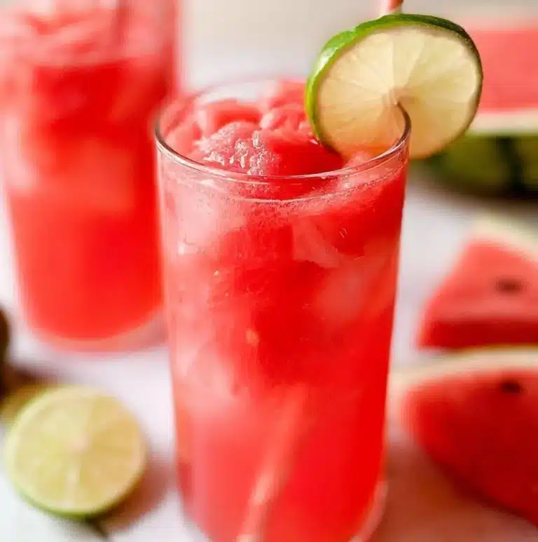 Refreshing watermelon agua fresca in a glass with mint leaves