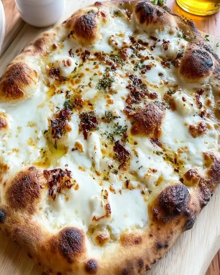 Delicious white sauce pizza topped with fresh ingredients