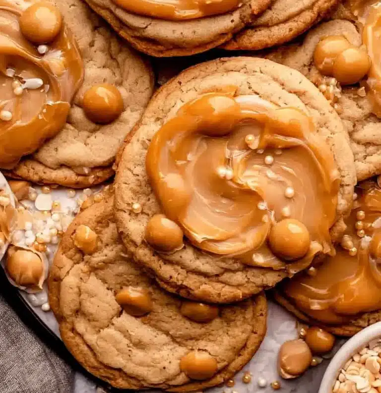 Delicious Harry Potter Butterbeer Cookies topped with creamy frosting