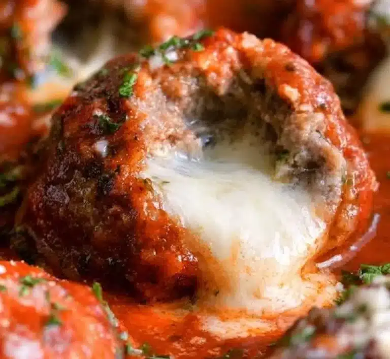 Delicious mozzarella meatballs served with marinara sauce