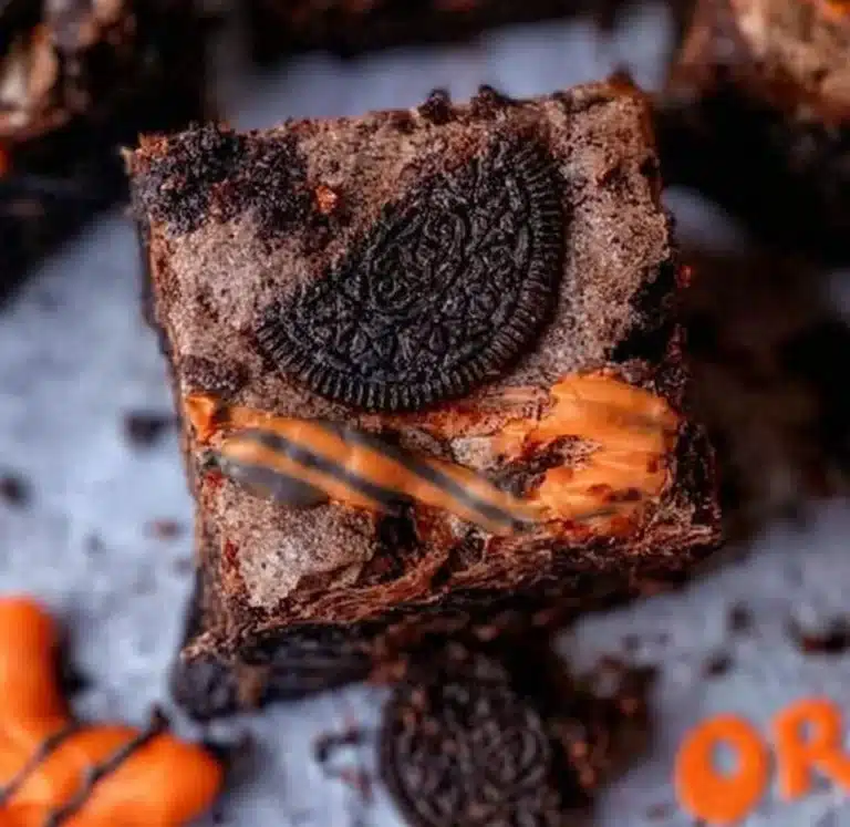 Delicious homemade Oreo Brownies topped with crushed Oreos