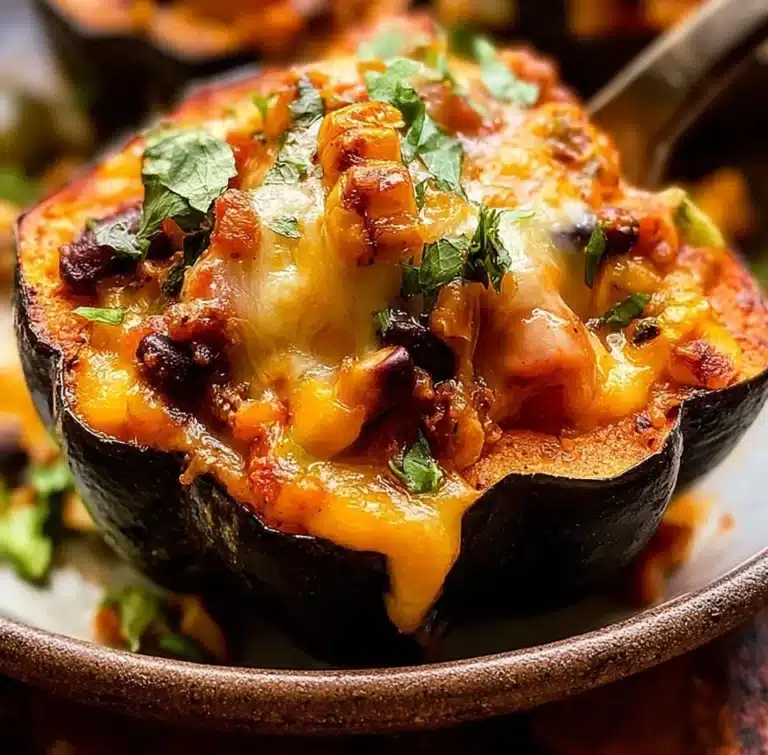 Delicious stuffed acorn squash filled with savory ingredients
