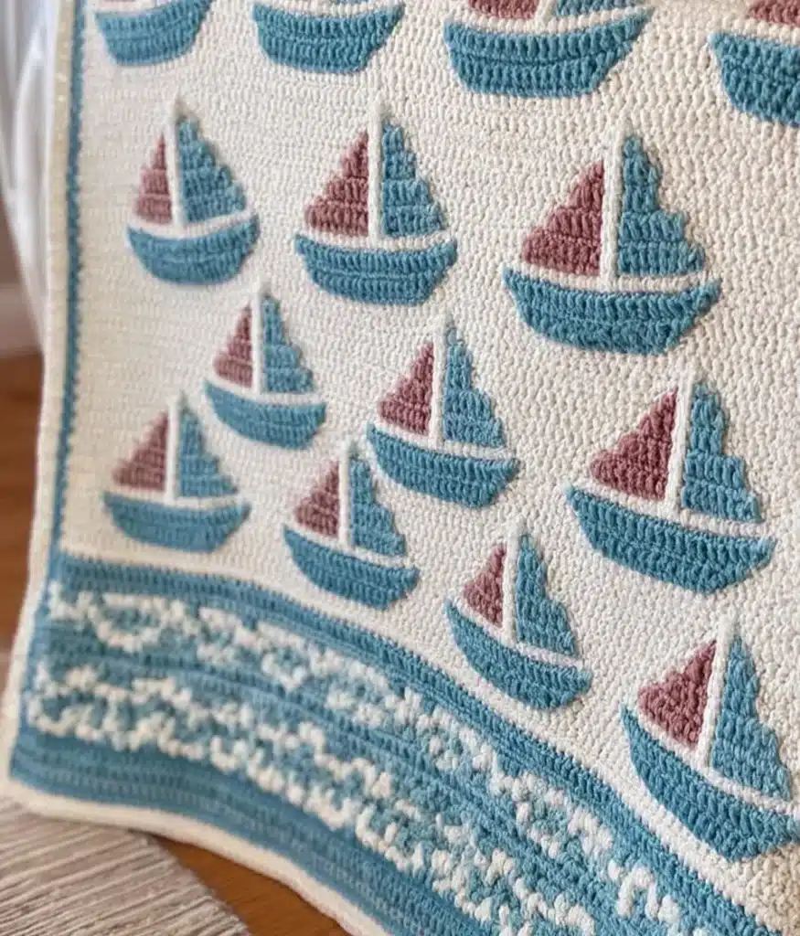 Sailboat baby blanket featuring cute nautical designs for infants and toddlers.