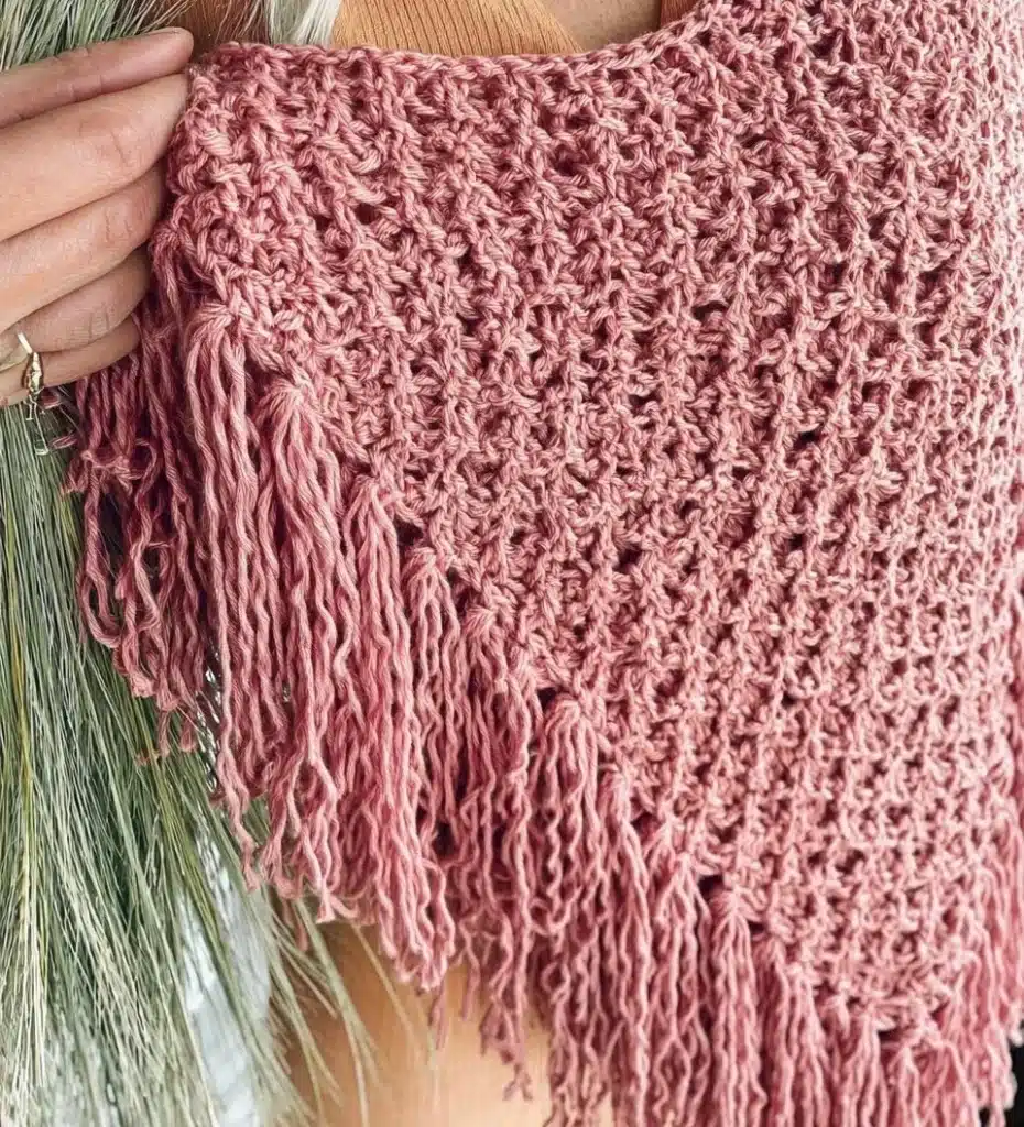 Elegant Shell Stitch Poncho designed for warmth and style.